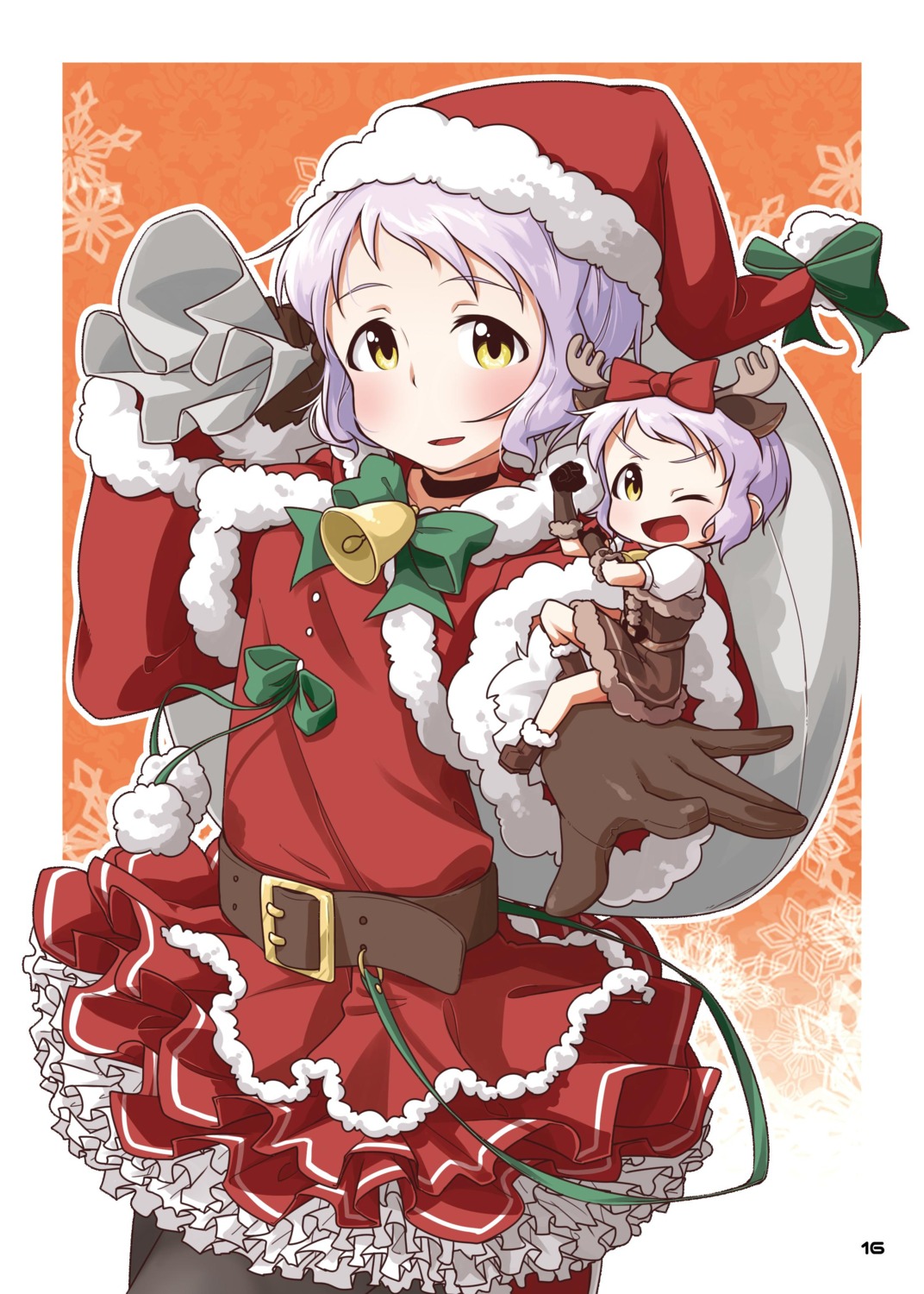 animal_ears chibi christmas digital_version dress guriko horns makabe_mizuki pantyhose the_idolm@ster the_idolm@ster_million_live!