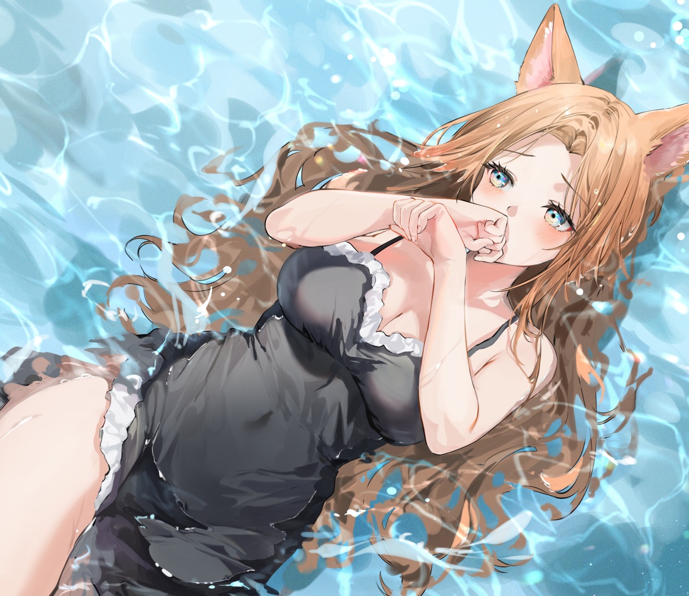 animal_ears cleavage dress lillly wet