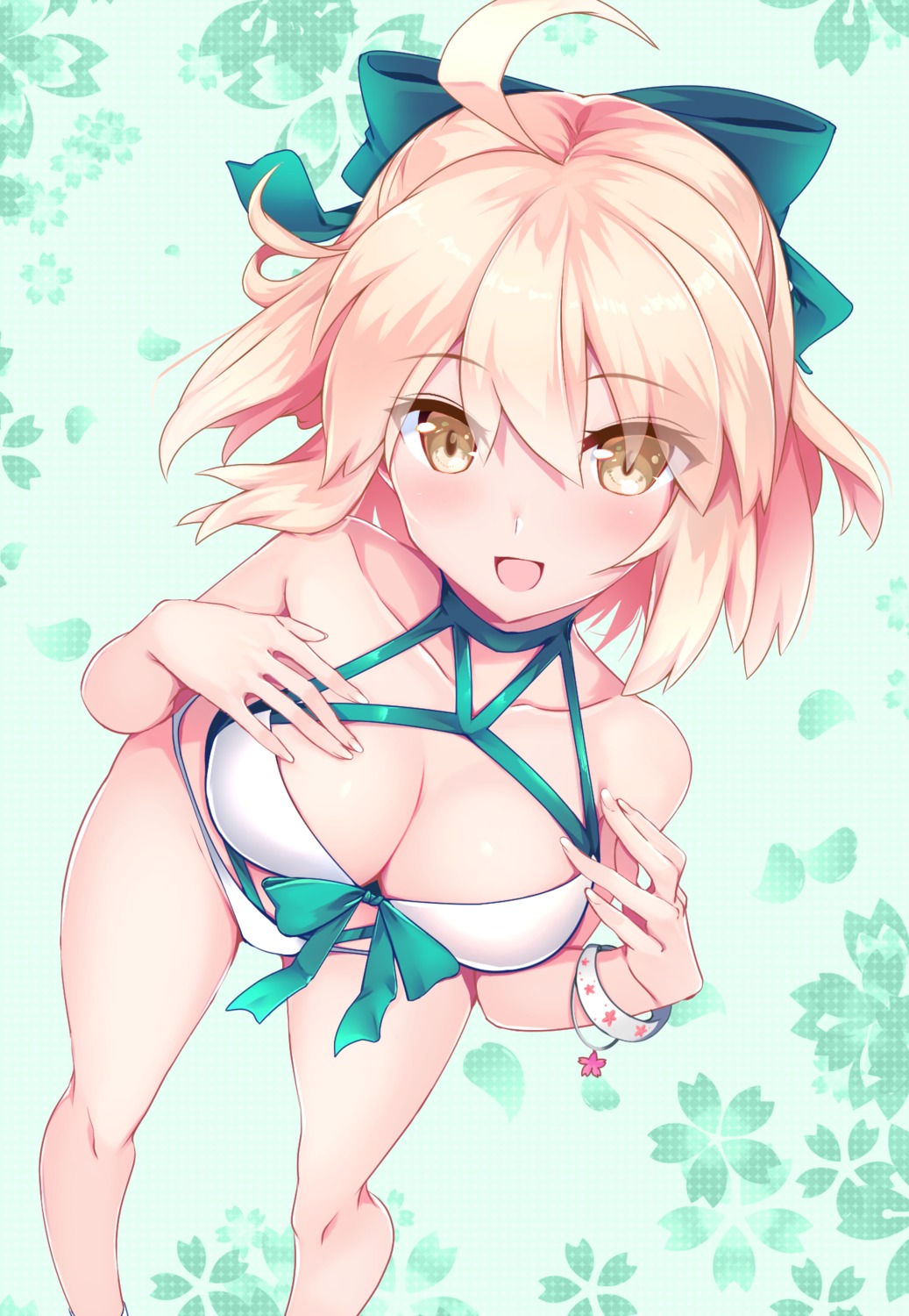 bikini cleavage fate/grand_order okita_souji_(fate) swimsuits tsukui_kachou