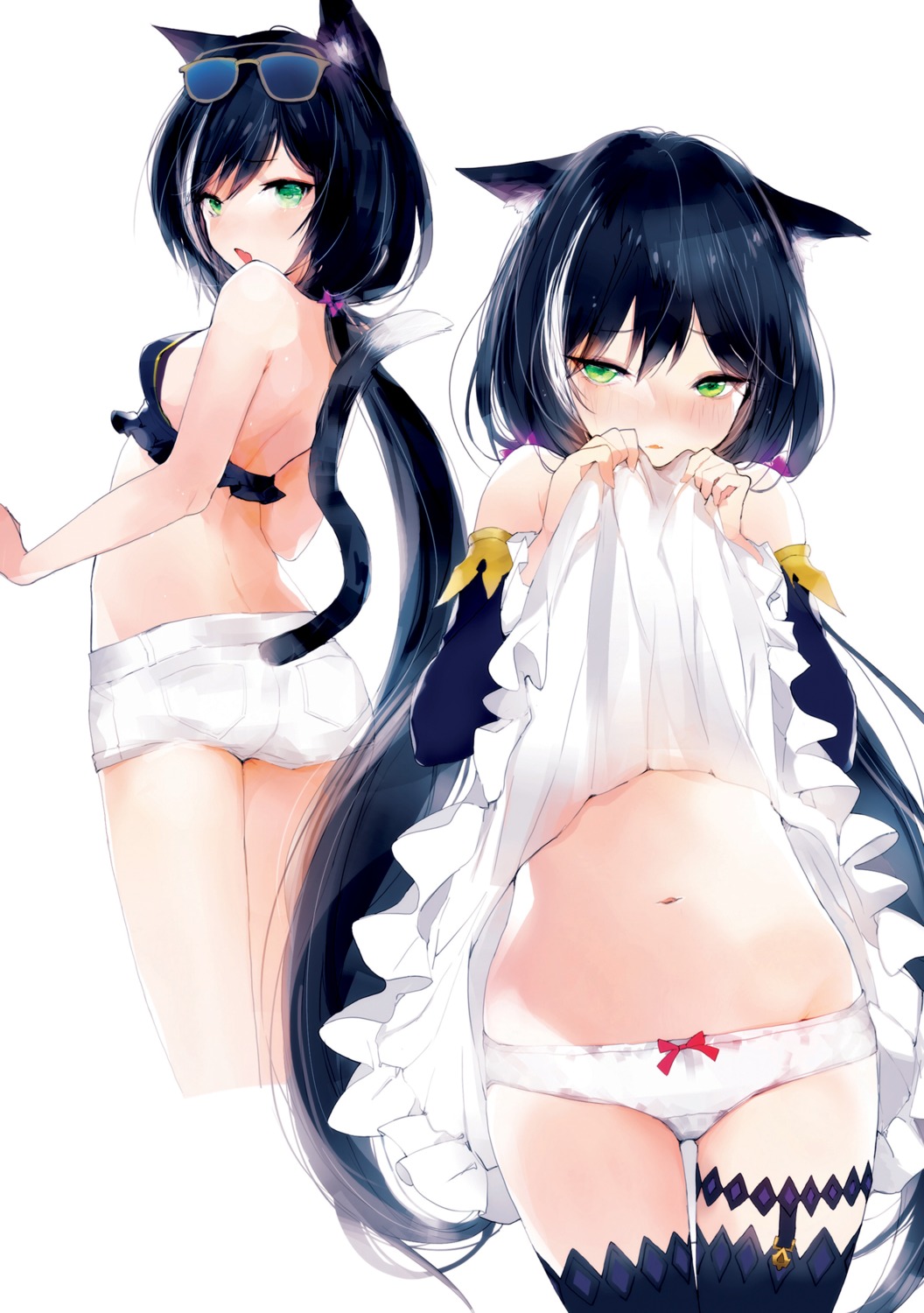 animal_ears garter karyl_(princess_connect) megane pantsu peanutc princess_connect princess_connect!_re:dive skirt_lift stockings tail thighhighs