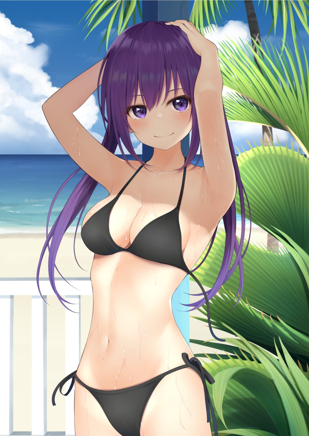 bikini cleavage gochuumon_wa_usagi_desu_ka? mottsun_(i_40y) swimsuits tedeza_rize wardrobe_malfunction wet