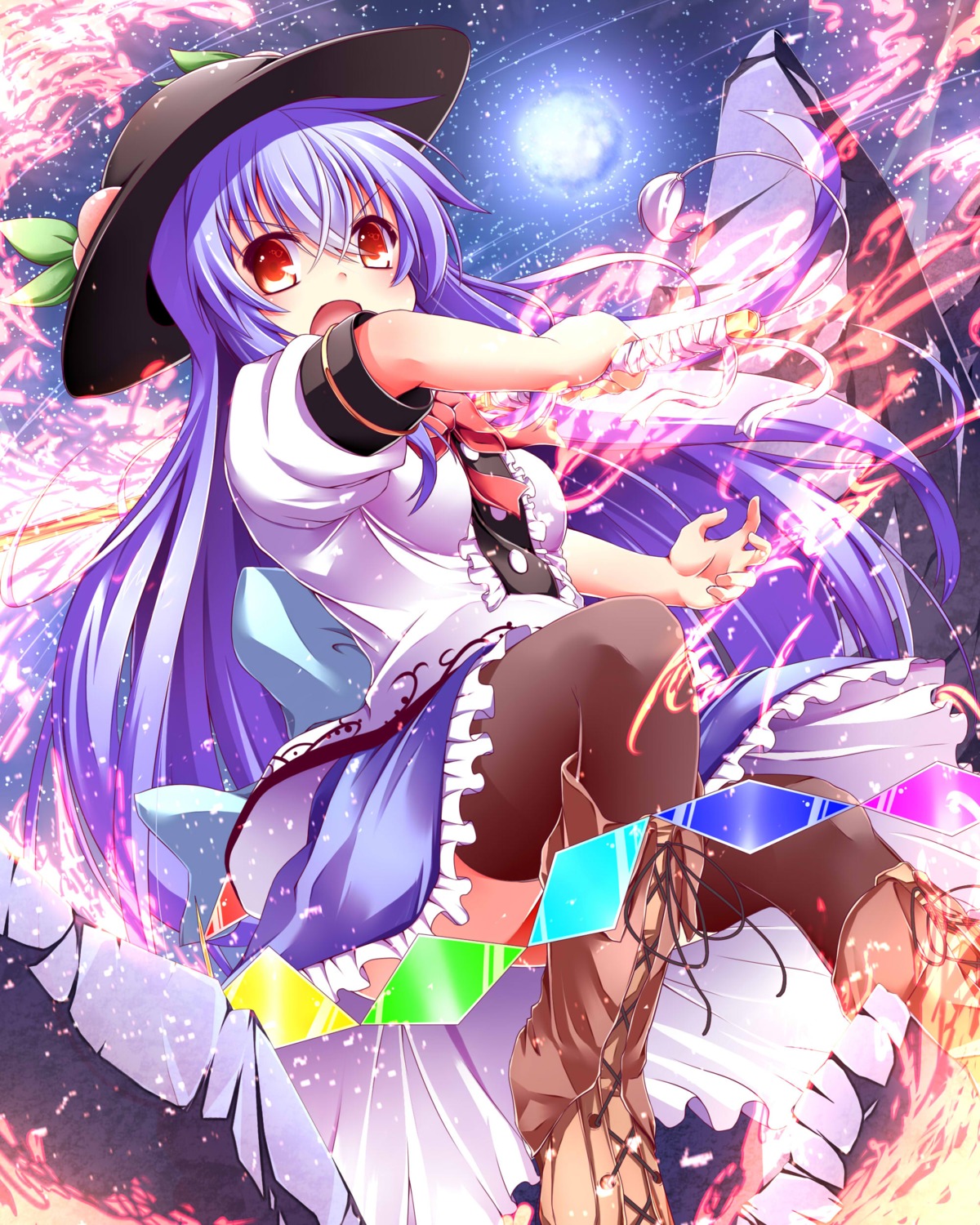 hinanawi_tenshi sword thighhighs touhou wakagi_repa