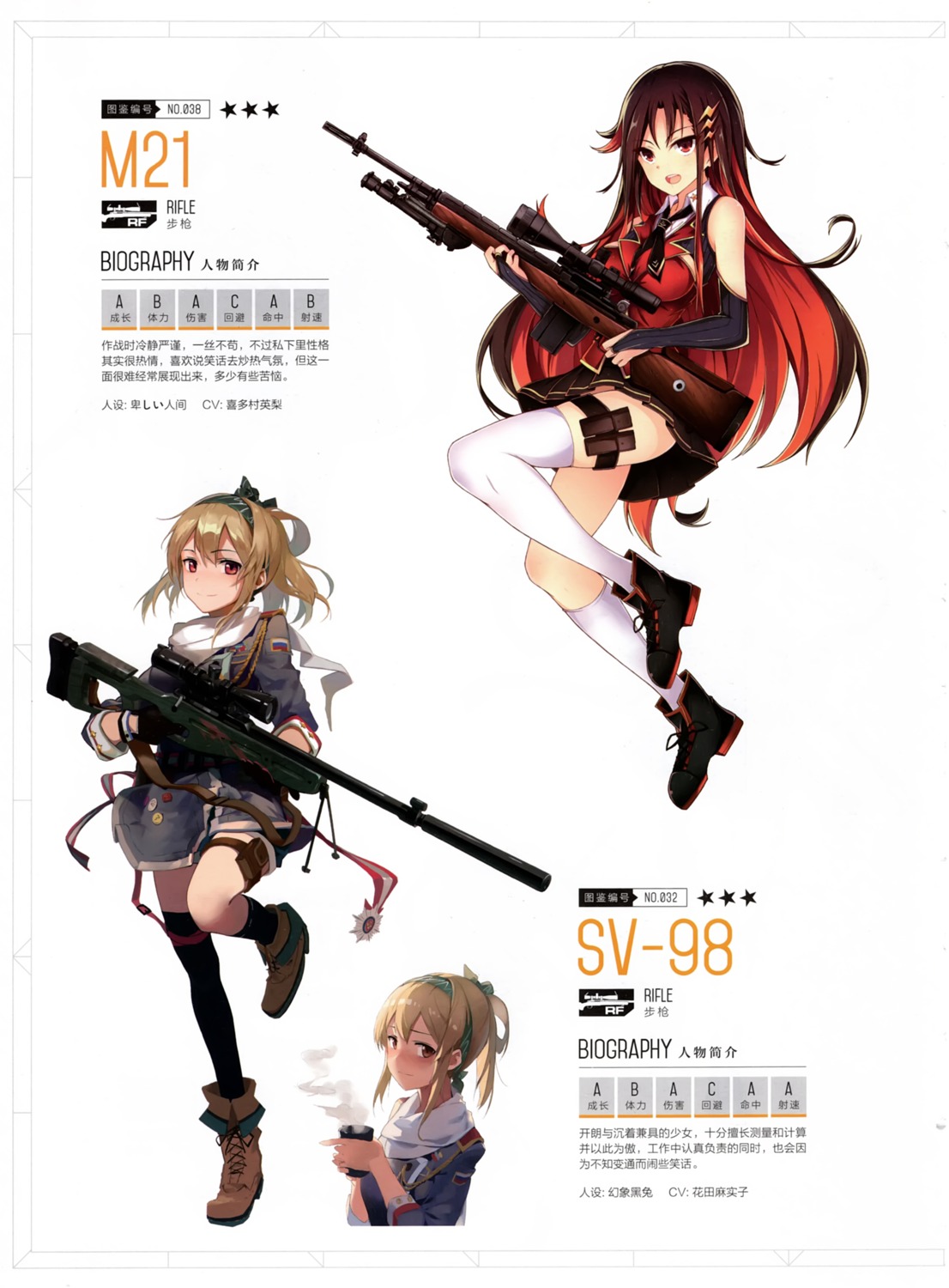 ayashii_ningen girls_frontline gun heels huanxiang_heitu m21_(girls_frontline) sv-98_(girls_frontline) thighhighs uniform