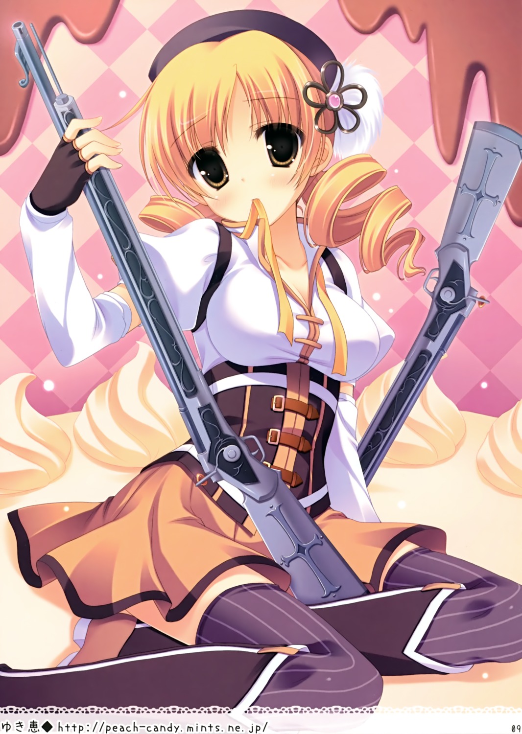 gun puella_magi_madoka_magica thighhighs tomoe_mami yukie