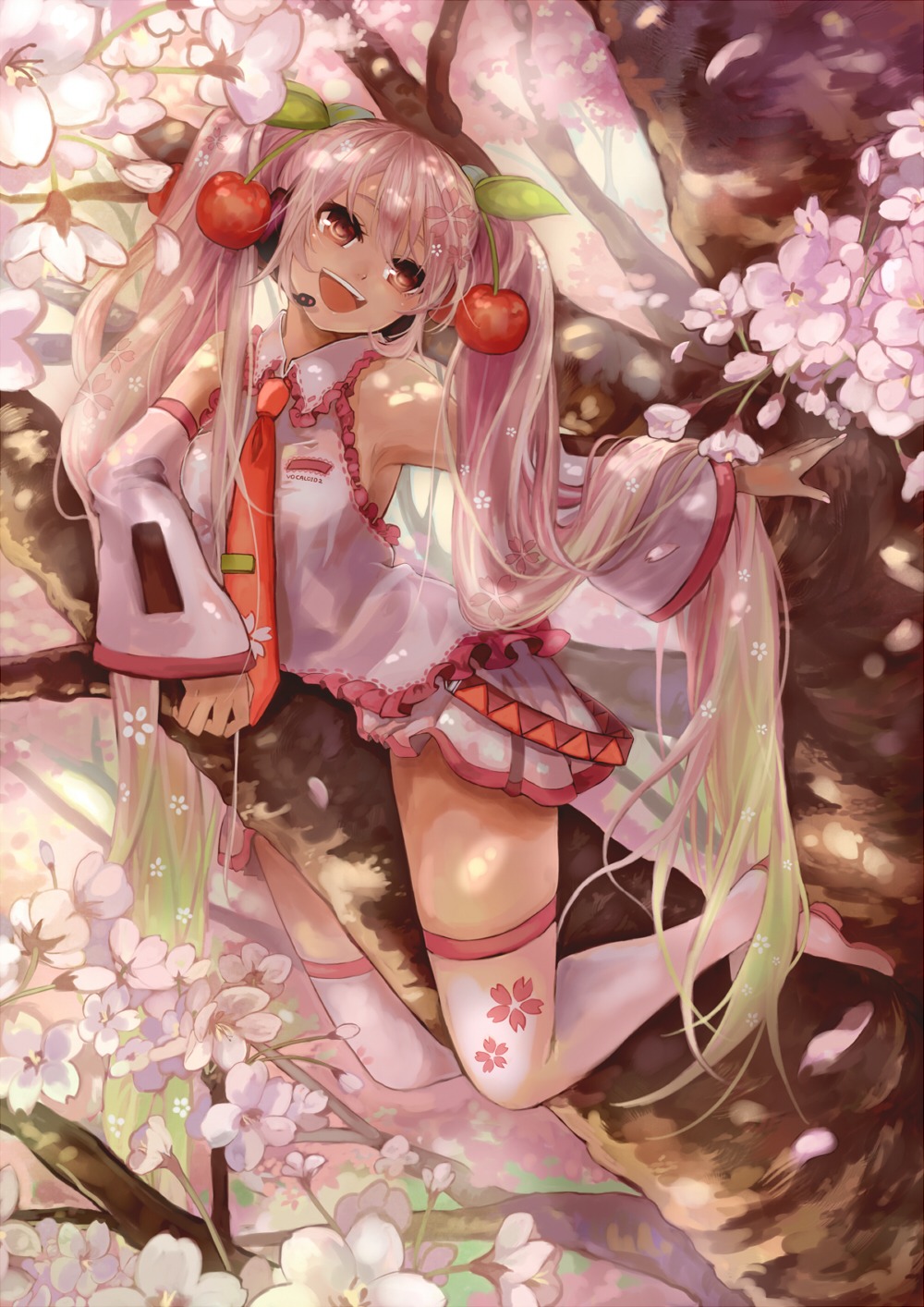 hatsune_miku pisuke sakura_miku thighhighs vocaloid