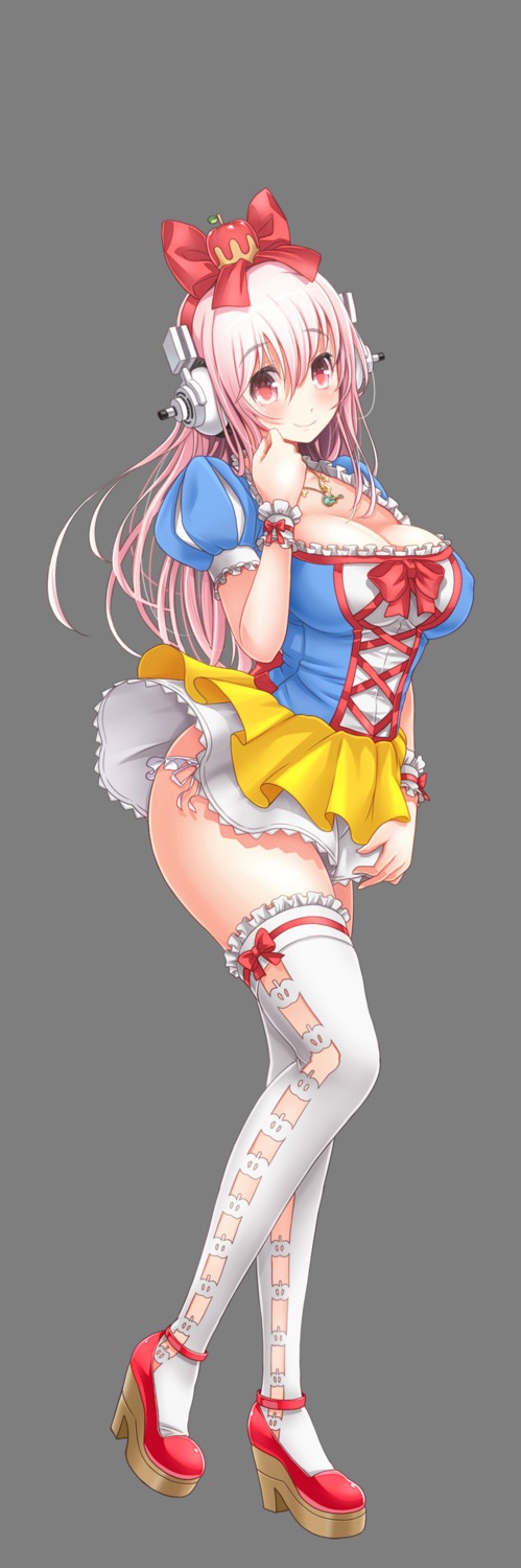 cleavage cosplay dress headphones heels lolita_fashion mag_kan pantsu skirt_lift snow_white sonico string_panties super_sonico thighhighs transparent_png v-mag