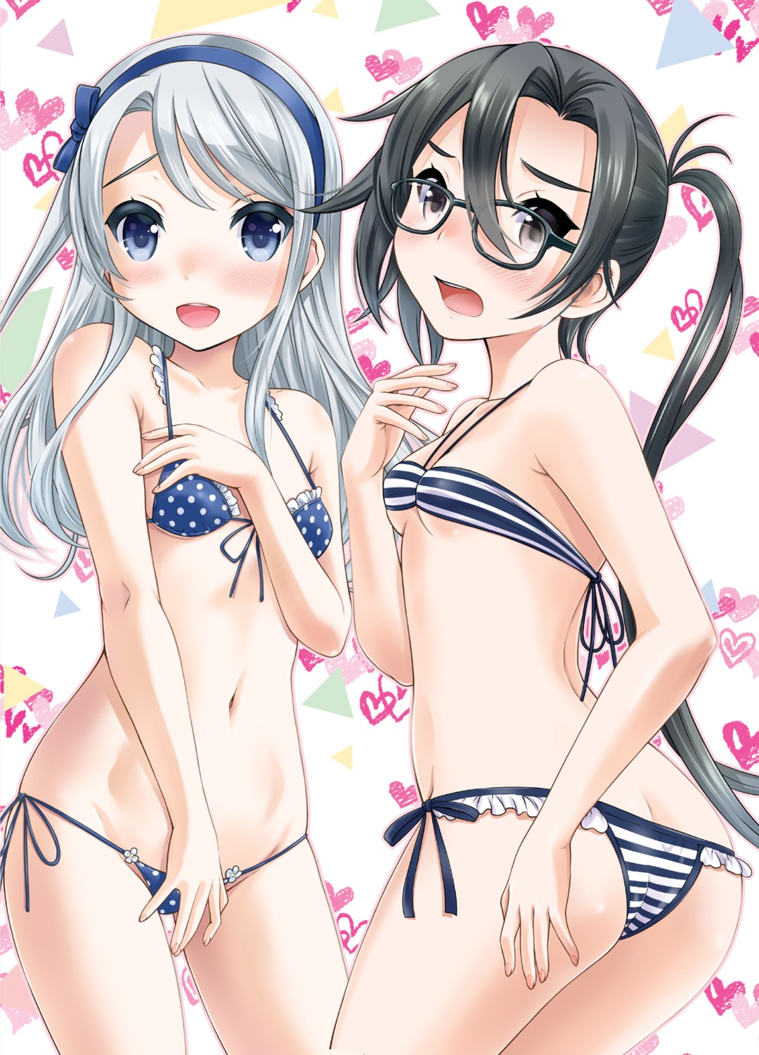 amagiri_(kancolle) ass bikini breast_hold kantai_collection megane neko_danshaku sagiri_(kancolle) swimsuits underboob