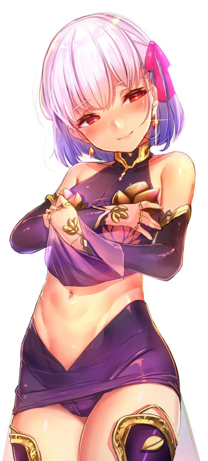 akasa_ai armor breast_hold fate/grand_order kama_(fate/grand_order) pantsu skirt_lift