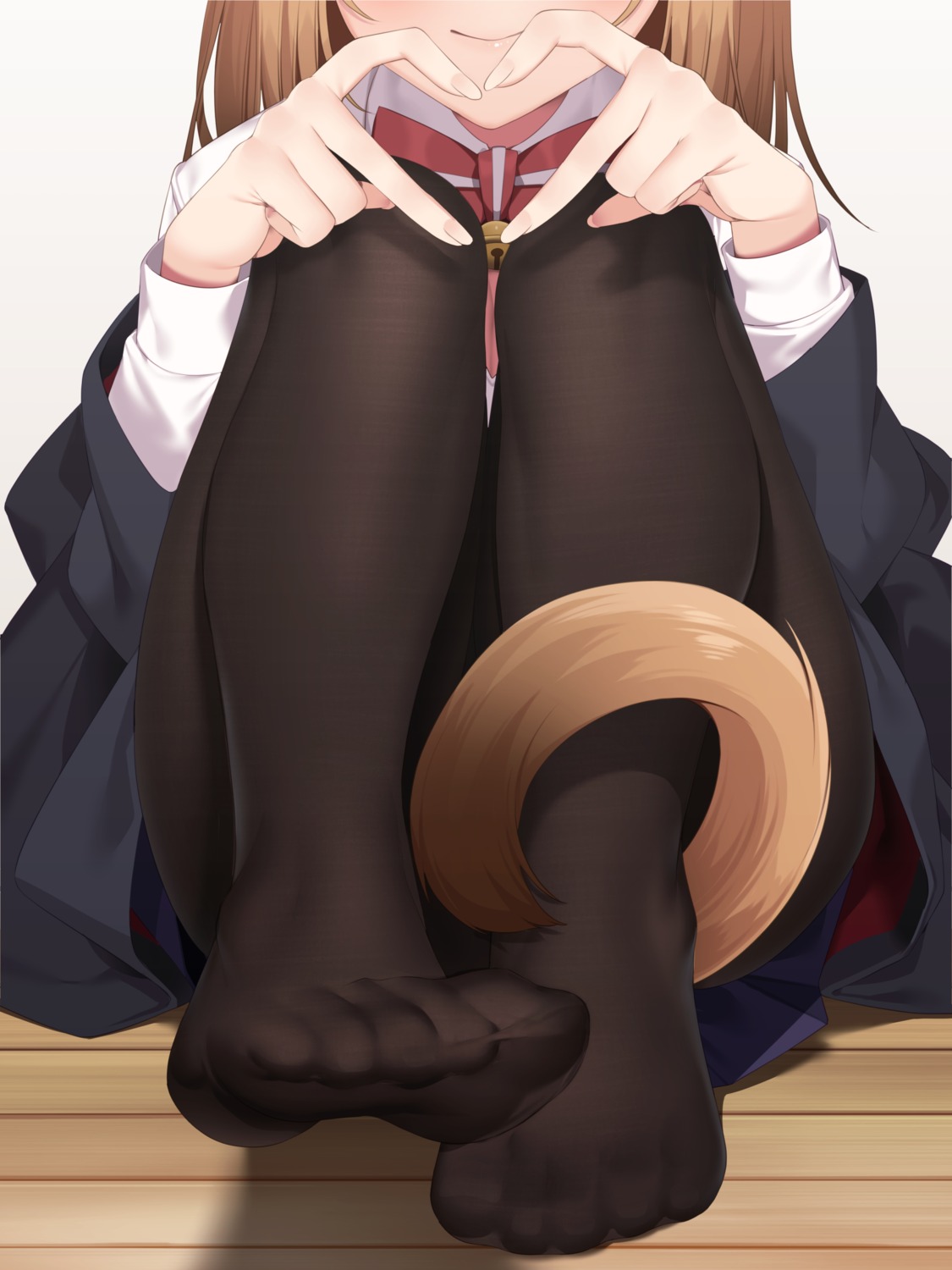 feet haiba nekosoma_rion pantyhose seifuku skirt_lift tail