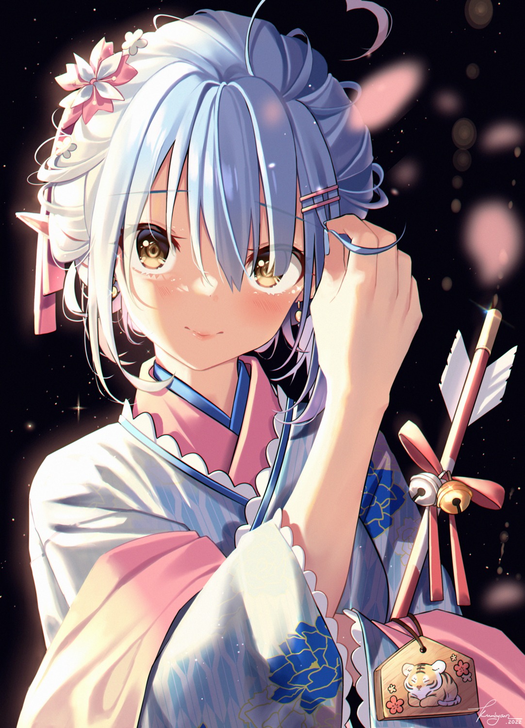 elf hololive kimono kuri_(animejpholic) pointy_ears yukihana_lamy