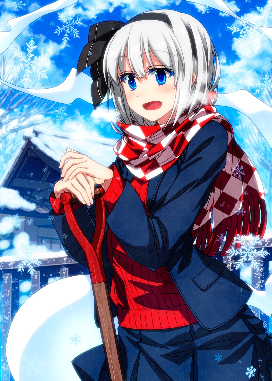 konpaku_youmu sazanami_mio seifuku sweater touhou