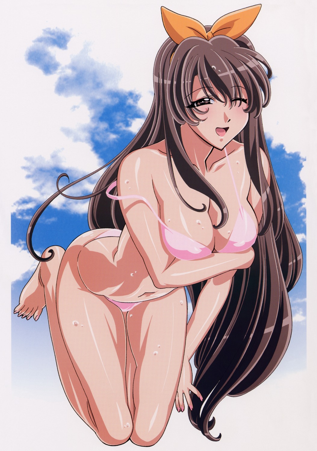 bikini breast_hold cameltoe cleavage erect_nipples ezra_vieil kuroda_kazuya screening shimahokke swimsuits vandread wet