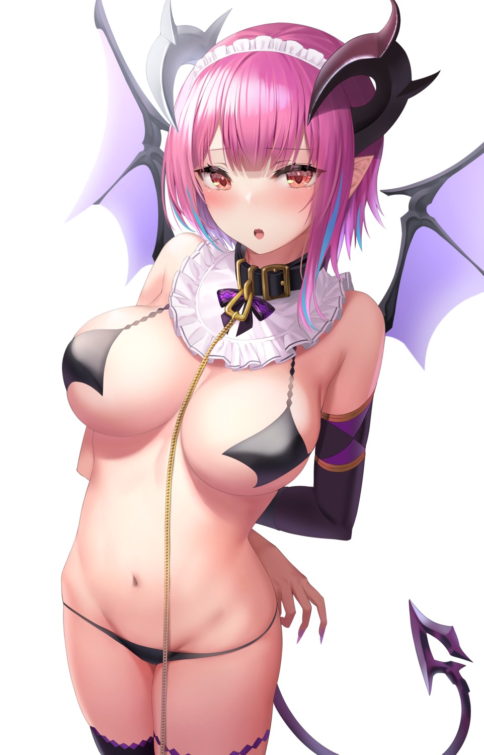 breasts garter horns mizuya_nao no_bra pasties pointy_ears tail thighhighs wings