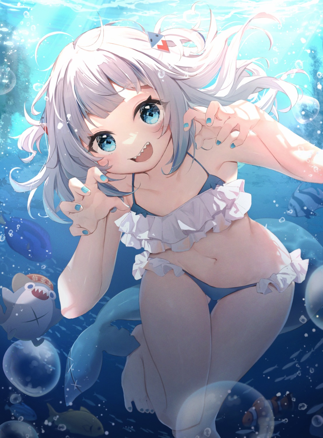 bikini gawr_gura hololive hololive_english seboneko swimsuits tail wet