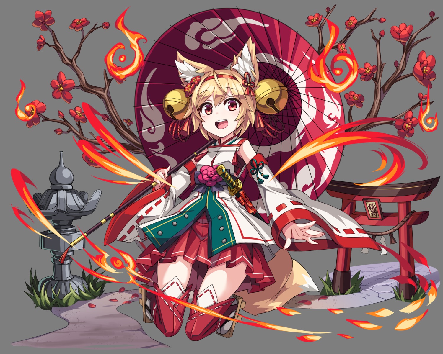 animal_ears elemental_story japanese_clothes kitsune miko tagme thighhighs transparent_png umbrella