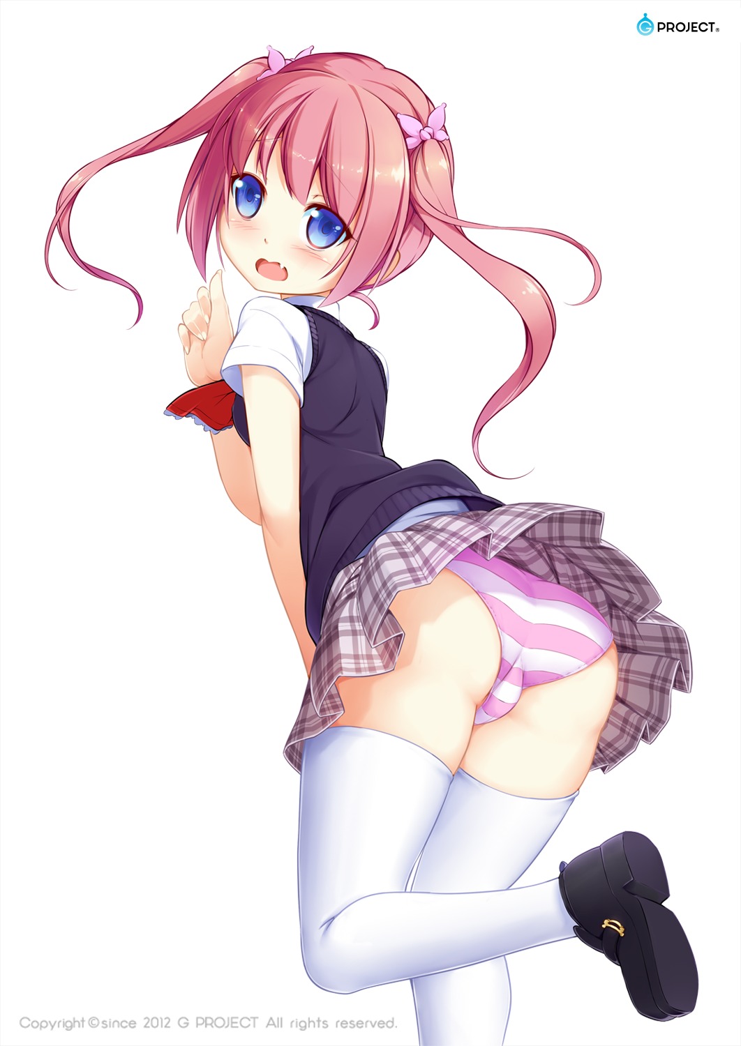 aoi_tsunami pantsu seifuku shimapan thighhighs