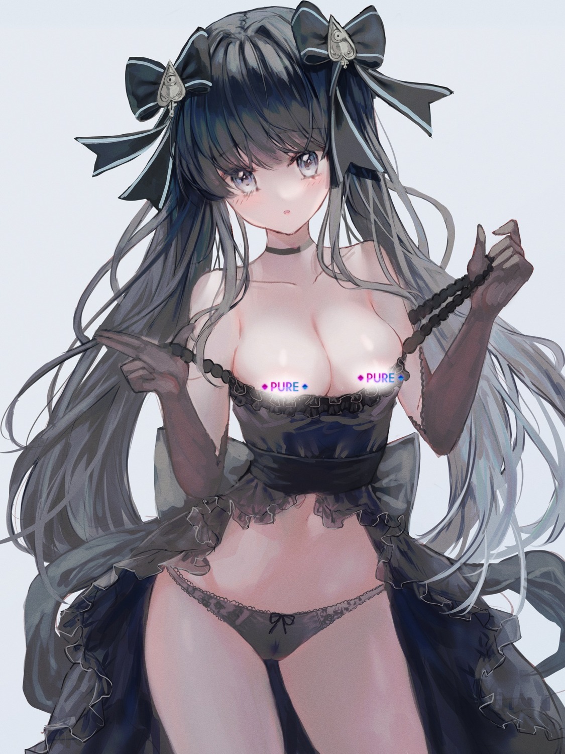 breasts censored dress no_bra pantsu tandohark undressing