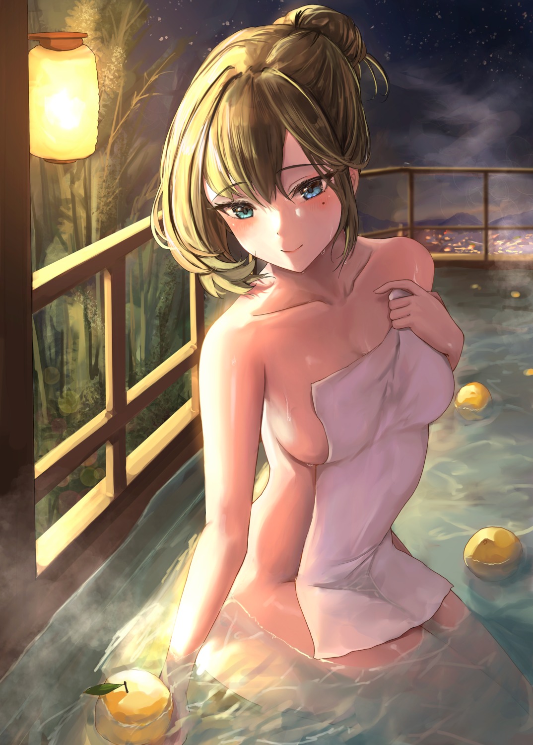 heterochromia naked nyome991 takagaki_kaede the_idolm@ster the_idolm@ster_cinderella_girls towel wet