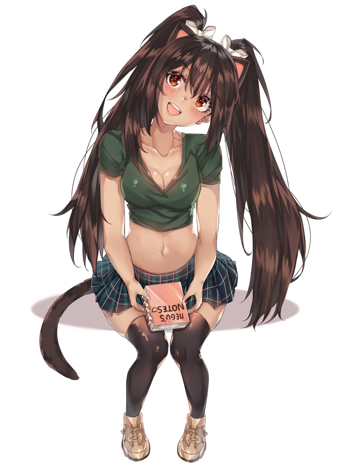 animal_ears cleavage kanniiepan nekomimi tail thighhighs