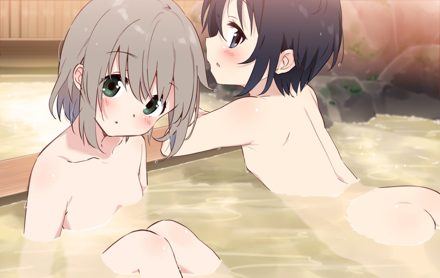 ass bathing kurosaki_honoka loli moso naked onsen wet yama_no_susume yukimura_aoi