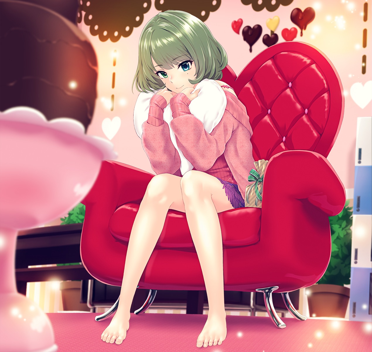 heterochromia infinote sweater takagaki_kaede the_idolm@ster the_idolm@ster_cinderella_girls valentine