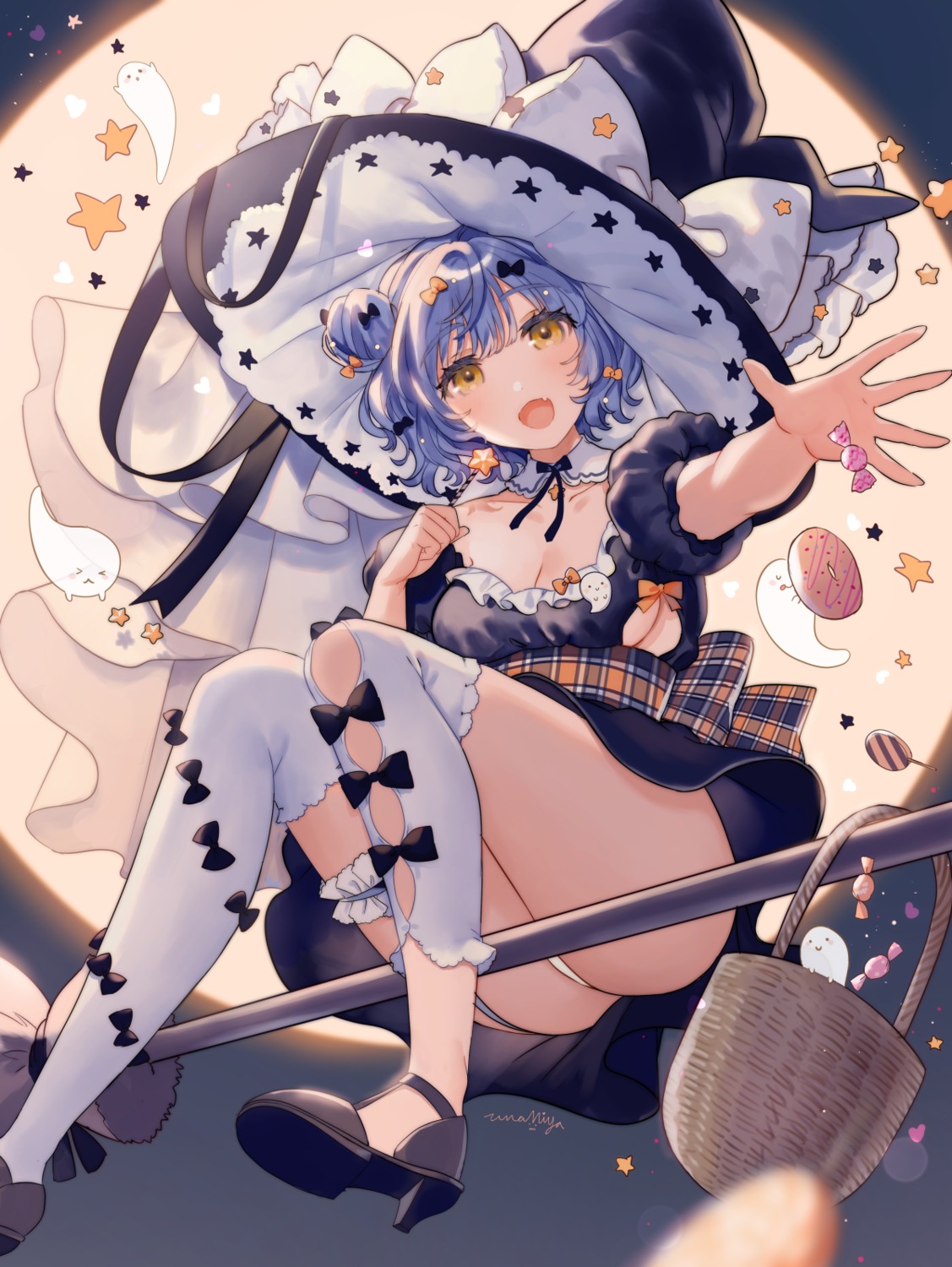 cleavage dress garter halloween heels pantsu skirt_lift thighhighs thong unamiya witch