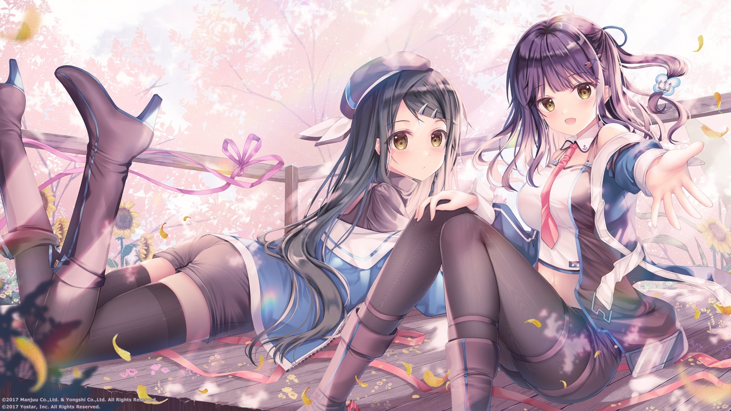 azur_lane garter heels kimberly_(azur_lane) mullany_(azur_lane) pantyhose thighhighs twinbox