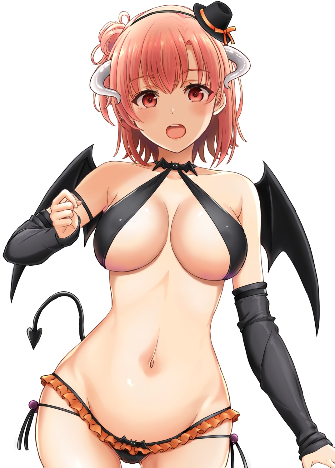 bikini halloween horns inanaki_shiki swimsuits tail wings yahari_ore_no_seishun_lovecome_wa_machigatteiru. yuigahama_yui