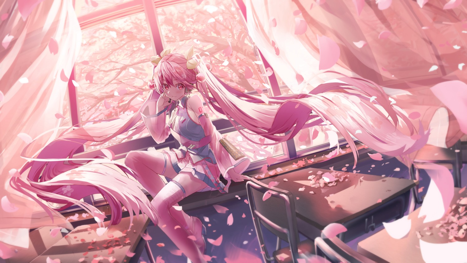 vocaloid hatsune miku sakura miku tagme thighhighs wallpaper | #976216 ...