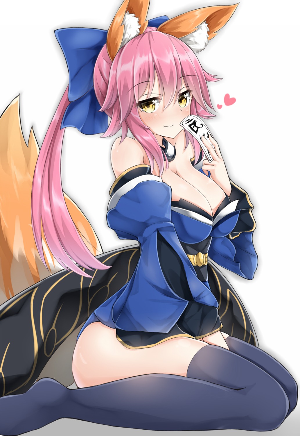 animal_ears cleavage fate/extra fate/stay_night japanese_clothes kitsune moyoron tail tamamo_no_mae thighhighs