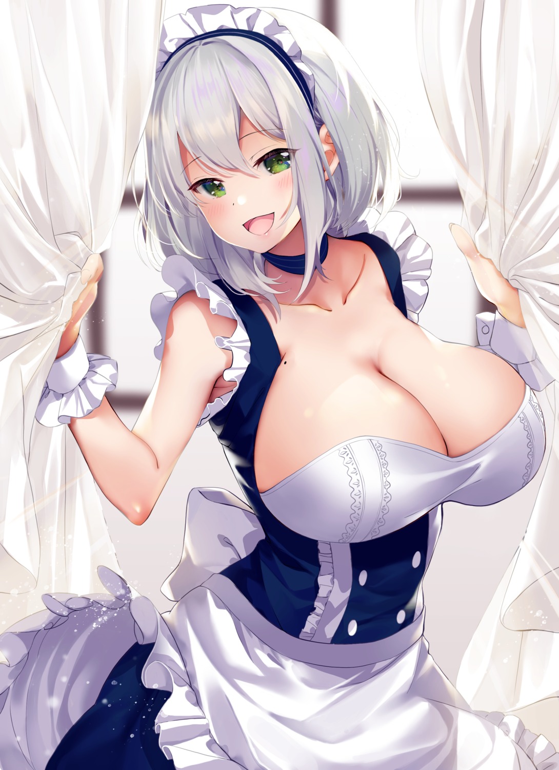 azur_lane belfast_(azur_lane) cosplay hololive maid no_bra shirogane_noel vellqtrix