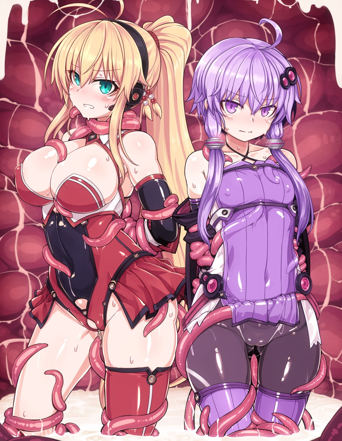 bondage cameltoe cum erect_nipples headphones leotard null_(nyanpyoun) pantyhose tentacles thighhighs tsurumaki_maki vocaloid voiceroid yuzuki_yukari