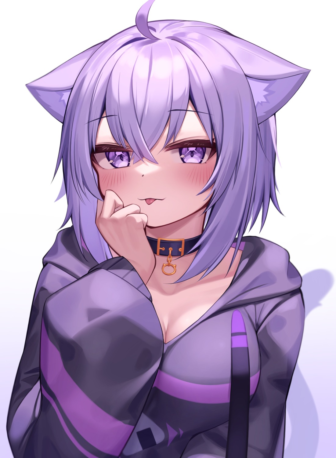 animal_ears cleavage deaver hololive hololive_gamers nekomata_okayu nekomimi tail