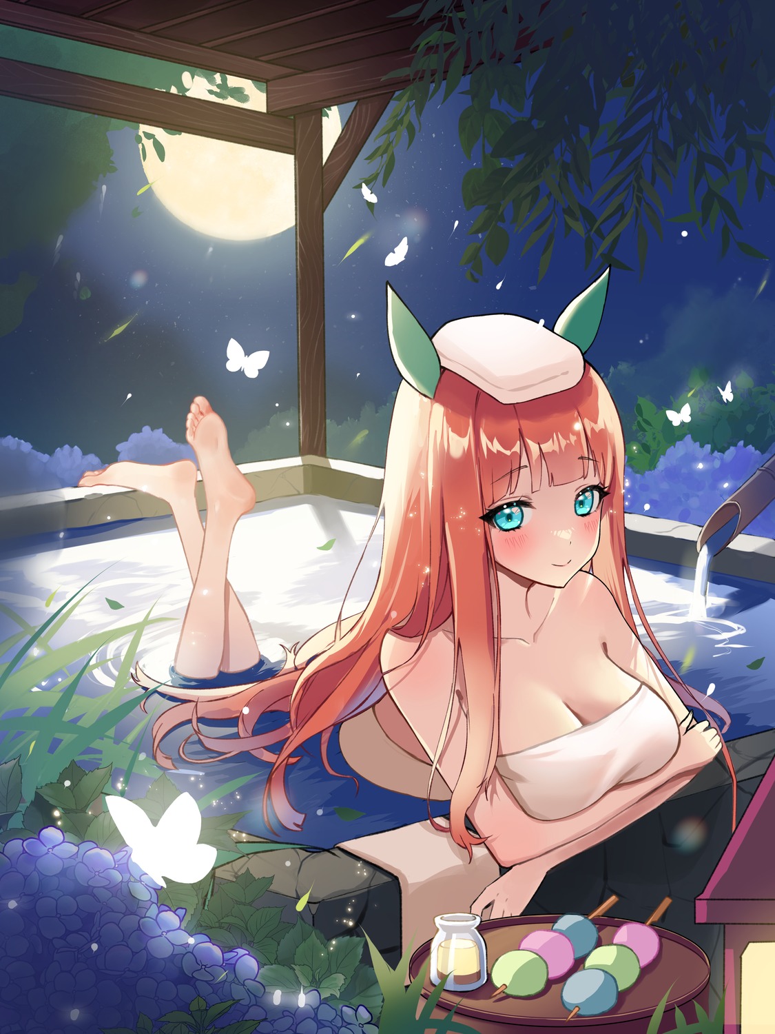 animal_ears bathing hovaku onsen silence_suzuka_(umamusume) towel uma_musume_pretty_derby wet