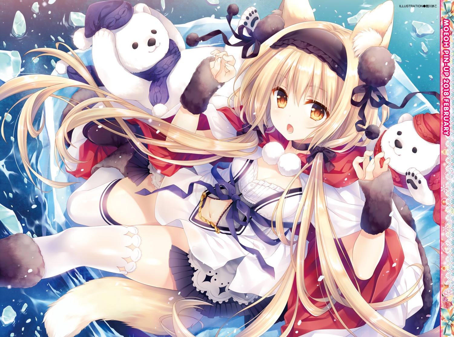 animal_ears christmas cleavage digital_version dress kitsune tail tatekawa_mako thighhighs