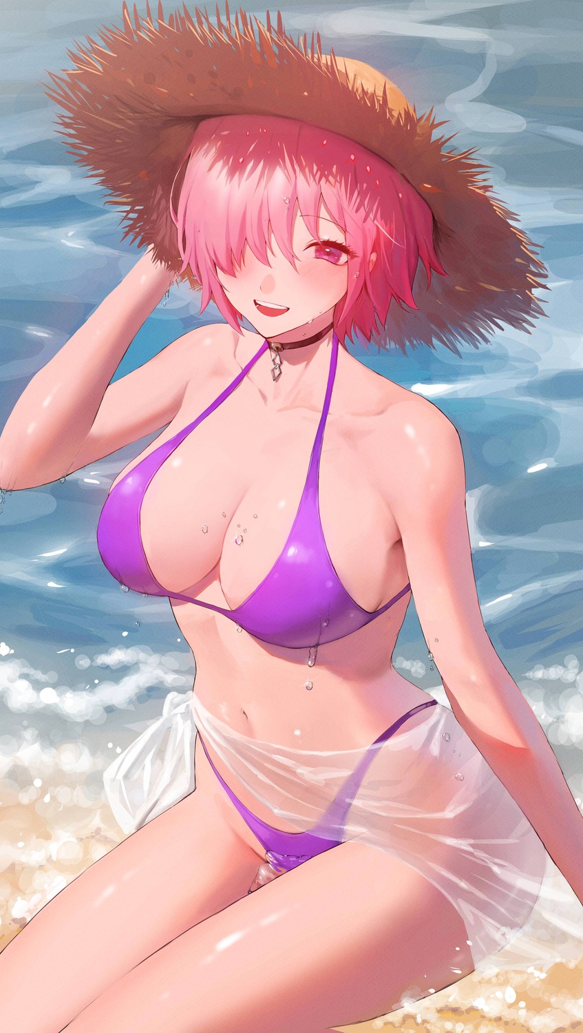 bikini fate/grand_order mash_kyrielight rororo see_through swimsuits wet