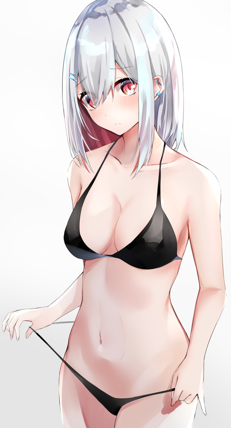 bikini nanashinayuzu_mochi panty_pull swimsuits undressing