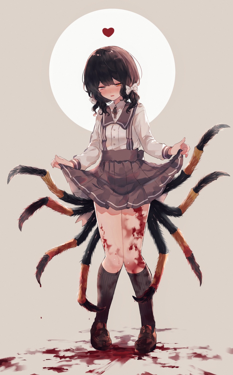 blood heterochromia monster_girl seifuku skirt_lift youka