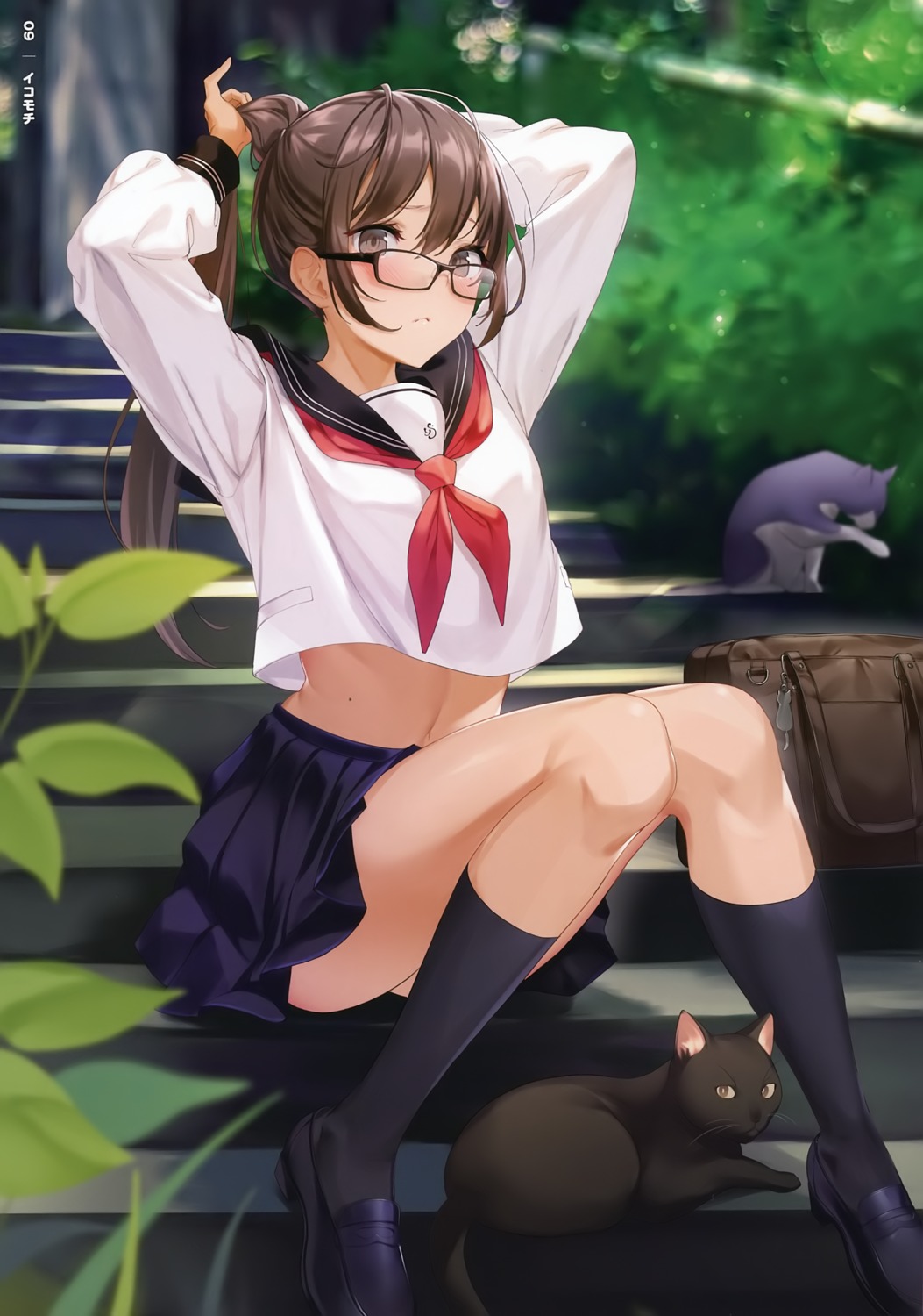 ikomochi megane neko seifuku skirt_lift