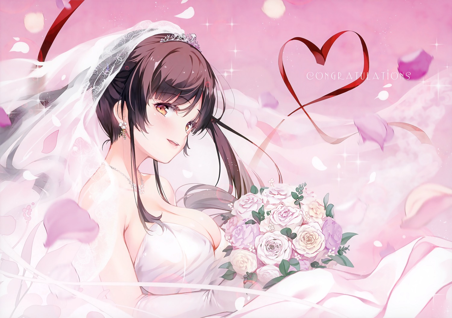 cleavage dress nukumori_nukumi senji tegone_spike wedding_dress