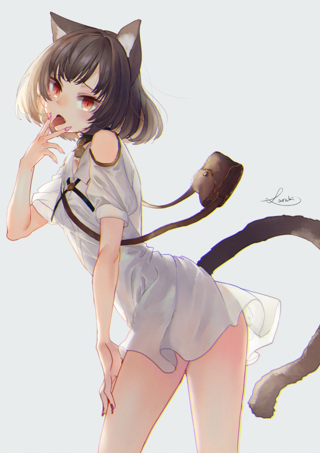 animal_ears dress nekomimi saraki see_through tail