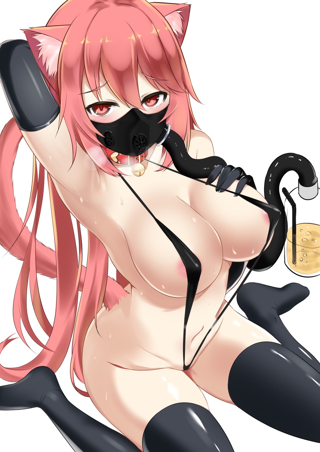 animal_ears areola erect_nipples nekomimi punepuni sling_bikini swimsuits tail thighhighs