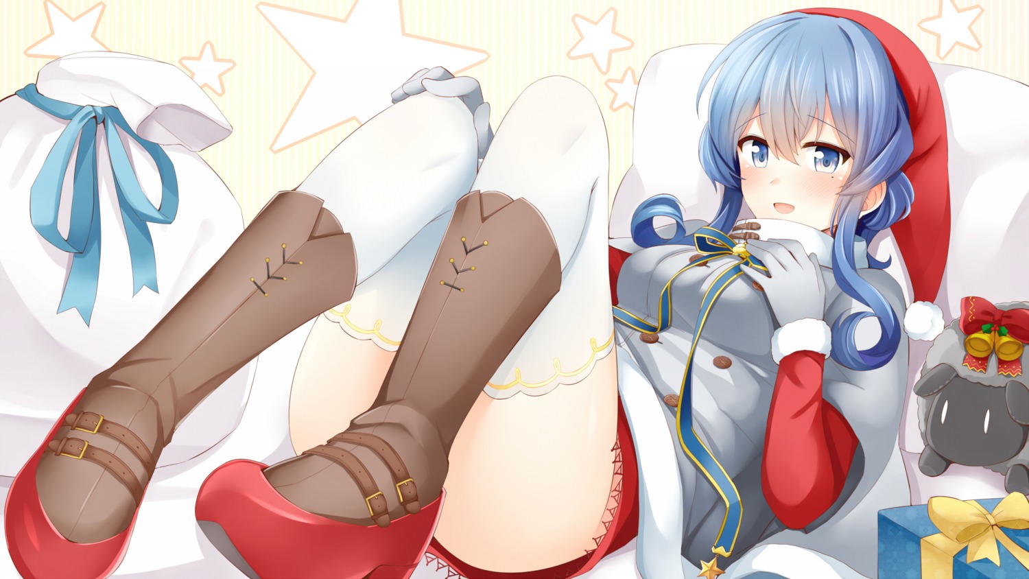 breast_hold christmas gotland_(kancolle) heels kantai_collection ray83222 thighhighs wallpaper