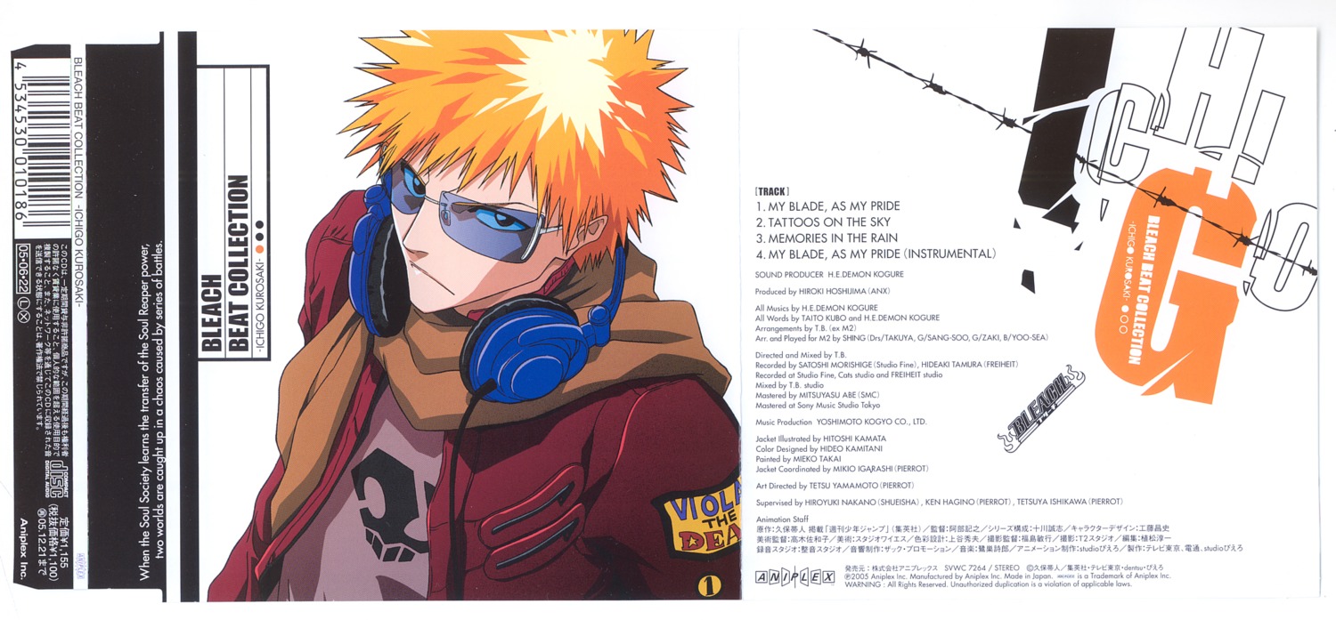 bleach disc_cover headphones kurosaki_ichigo male