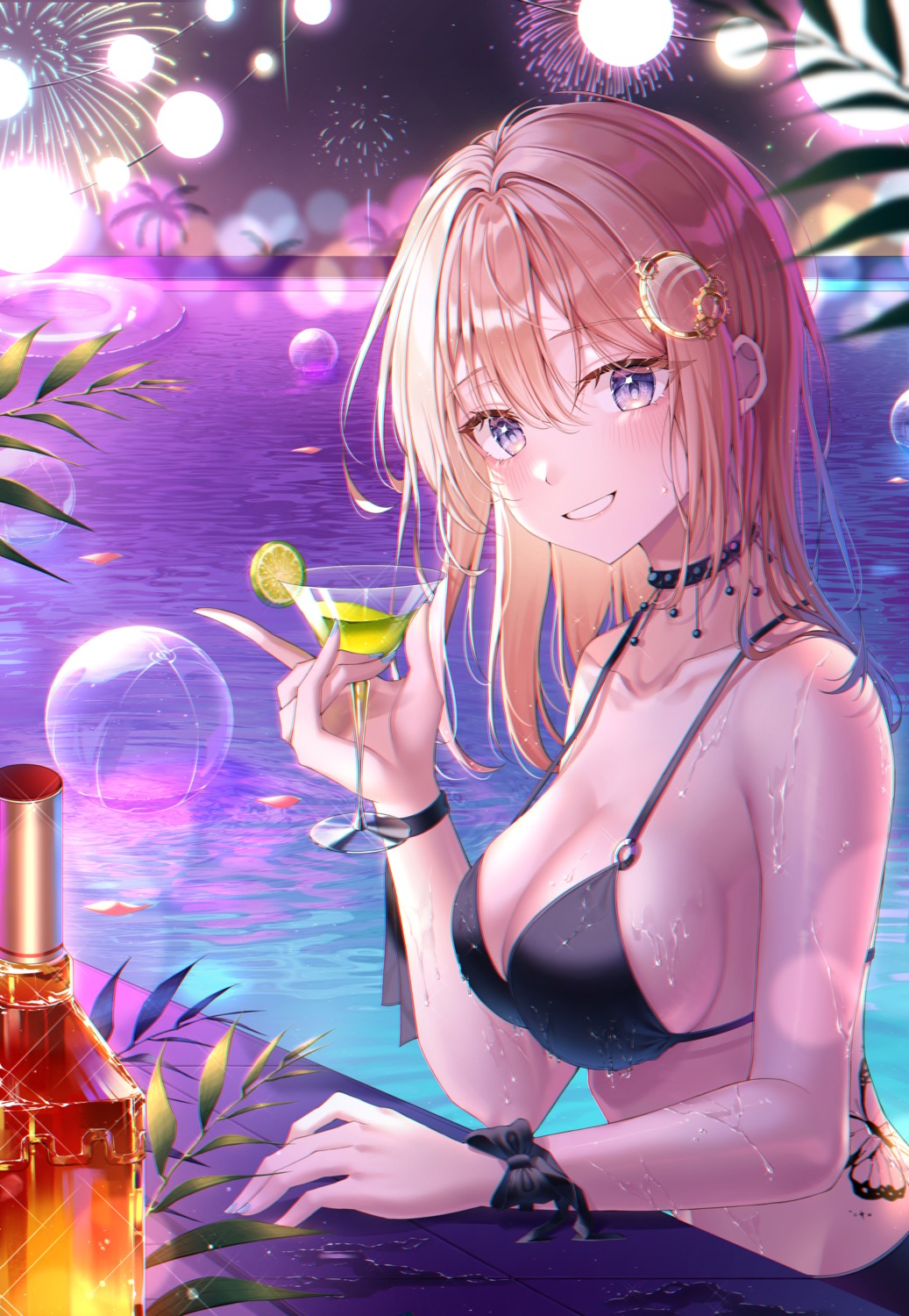 bikini hololive hololive_english lisa_78 swimsuits tattoo watson_amelia wet