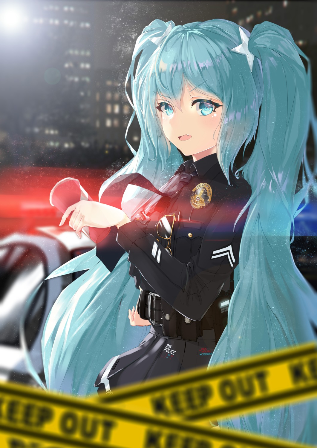 hatsune_miku icefurs megane police_uniform vocaloid