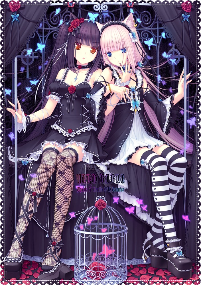 animal_ears chocola fishnets gothic_lolita lolita_fashion nekomimi sayori stockings thighhighs vanilla