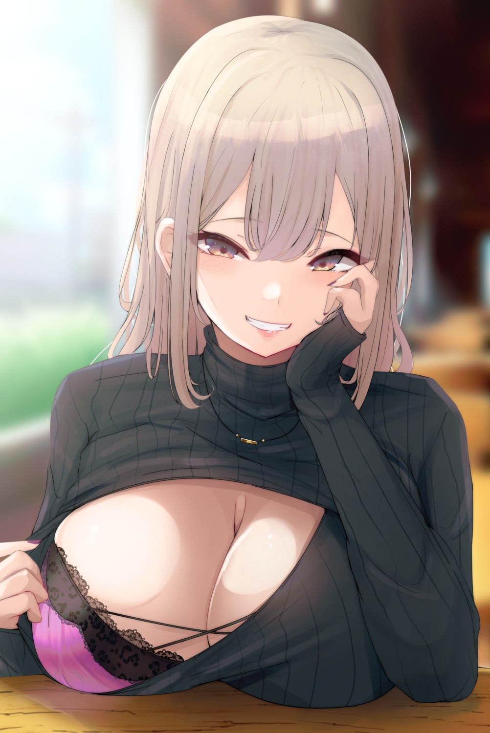 bra open_shirt ryuu. sweater undressing