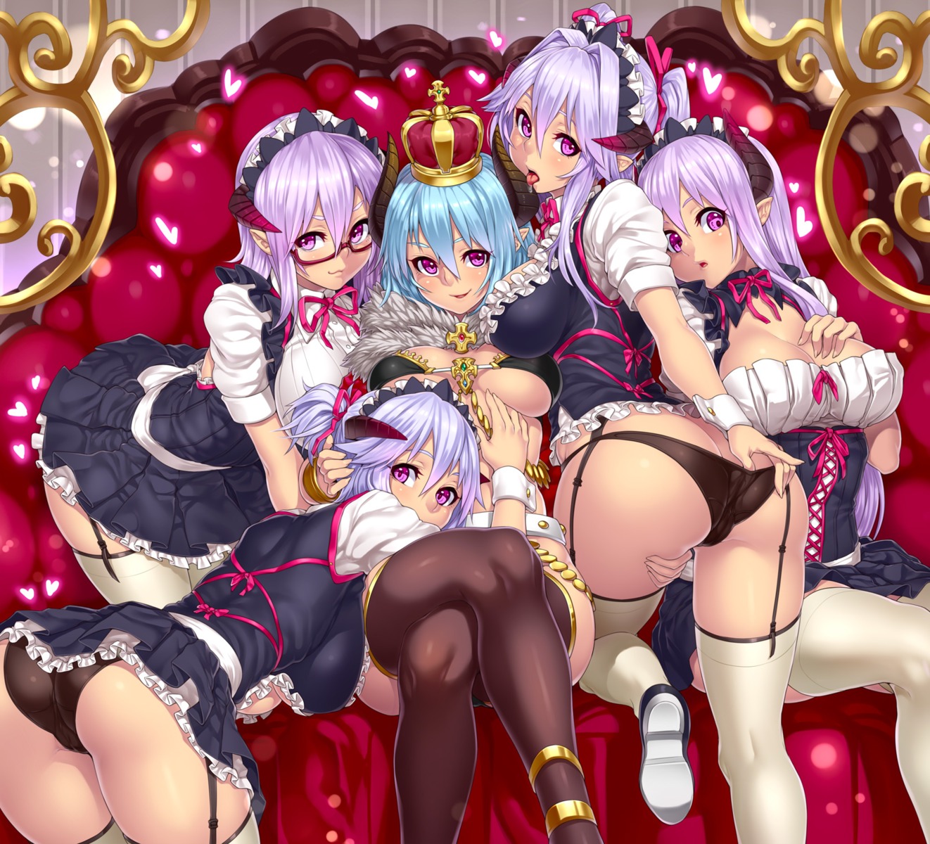 ass cleavage garter_belt heels horns houtengeki megane pantsu stockings thighhighs