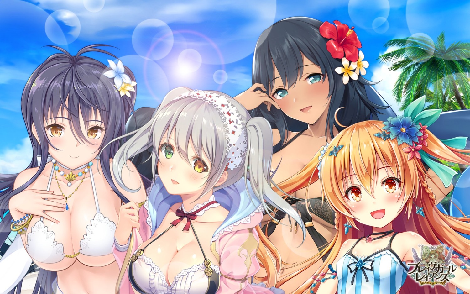 akashio bikini_top brave_girl_ravens cleavage f-cla heterochromia swimsuits underboob wallpaper yoshino_ryou